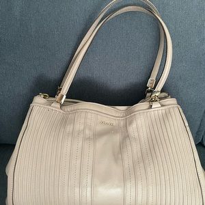 Coach gray pin-tuck leather shoulder bag